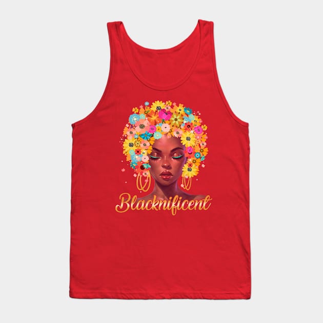 BLACKNIFICENT Beautiful Floral Anime girl Tank Top by GothicDesigns